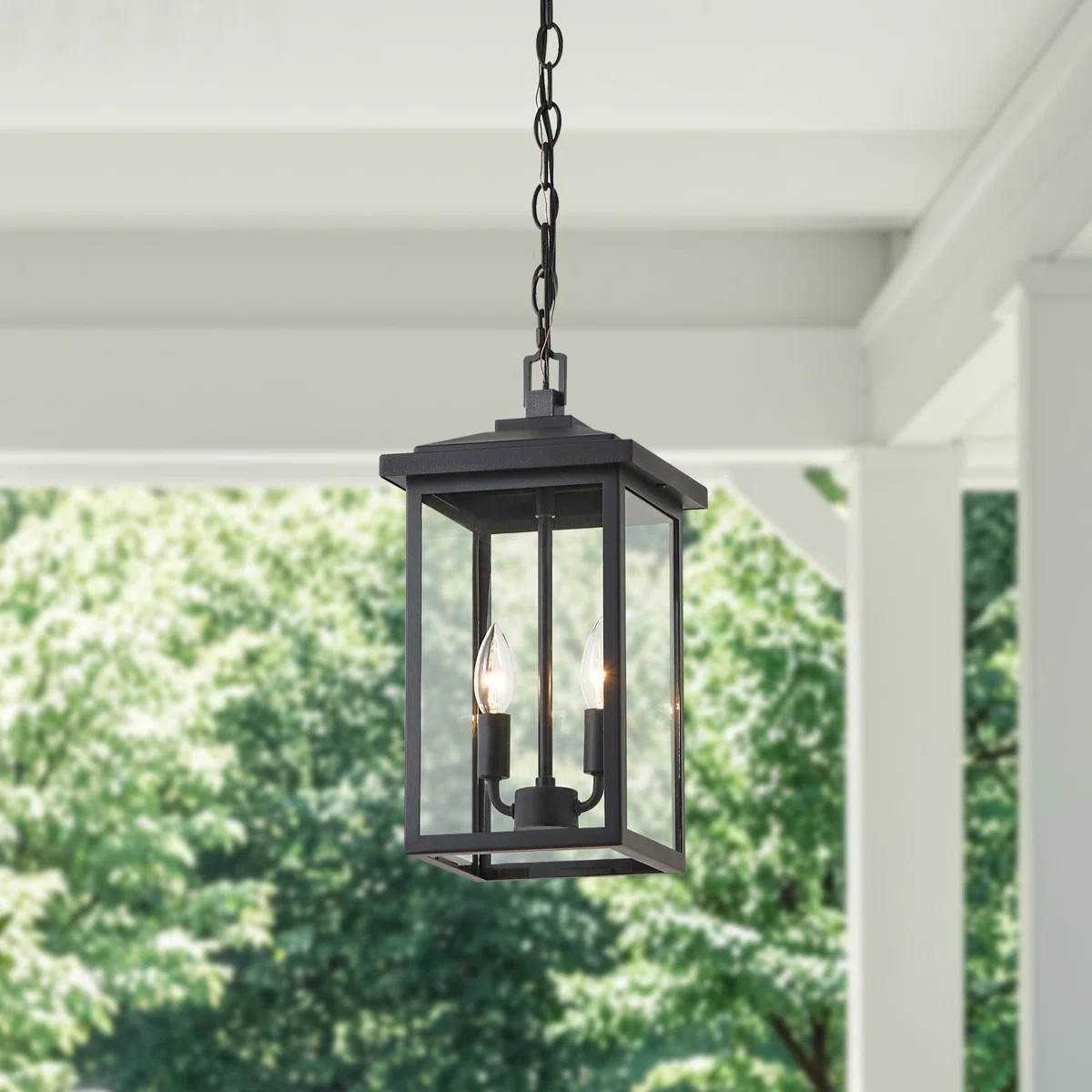 2 Light Adjustable Black Outdoor Hanging Lantern | Wayfair North America