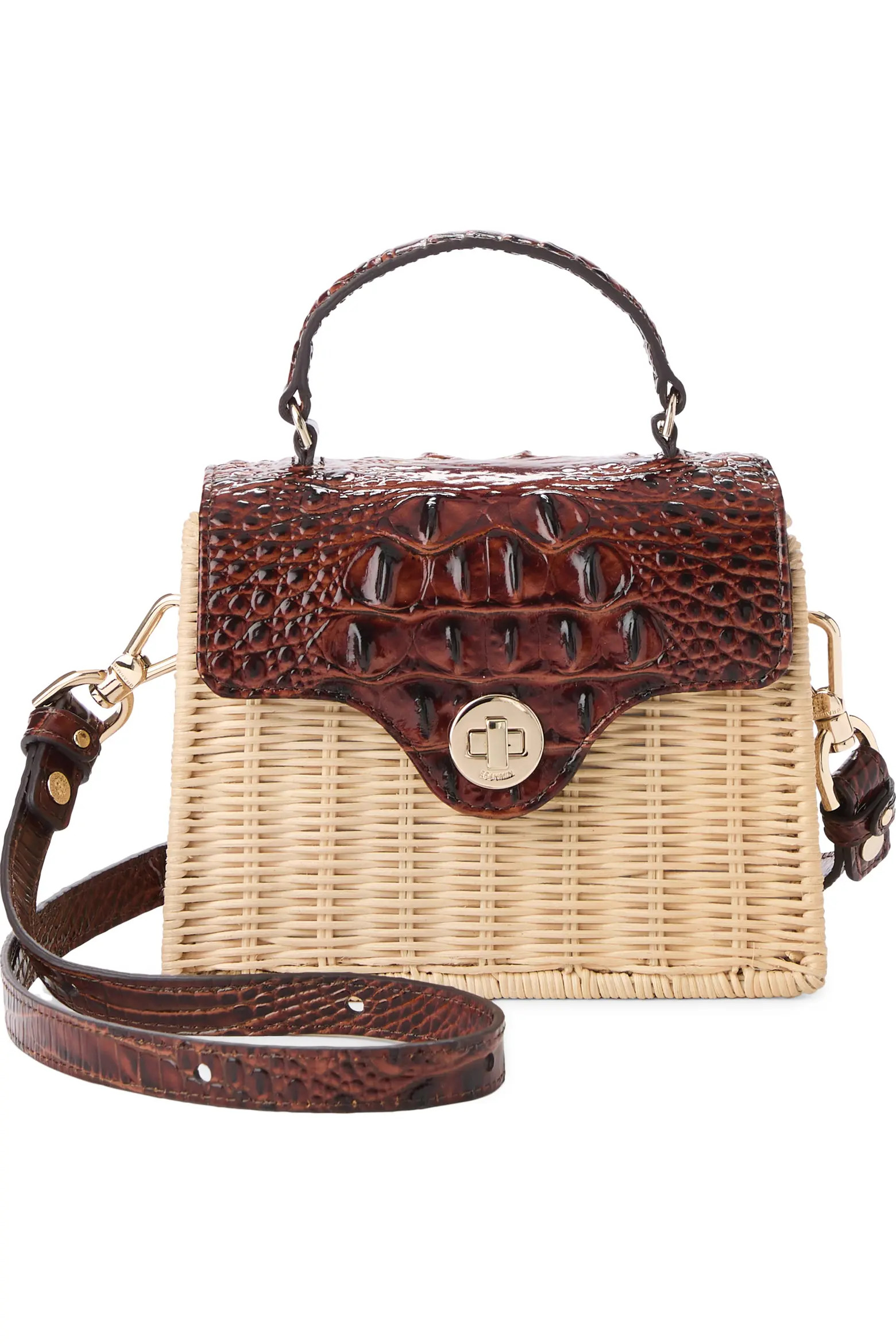 Liliana Croc Embossed Leather & Wicker Top Handle Bag (Women) | Nordstrom | Nordstrom
