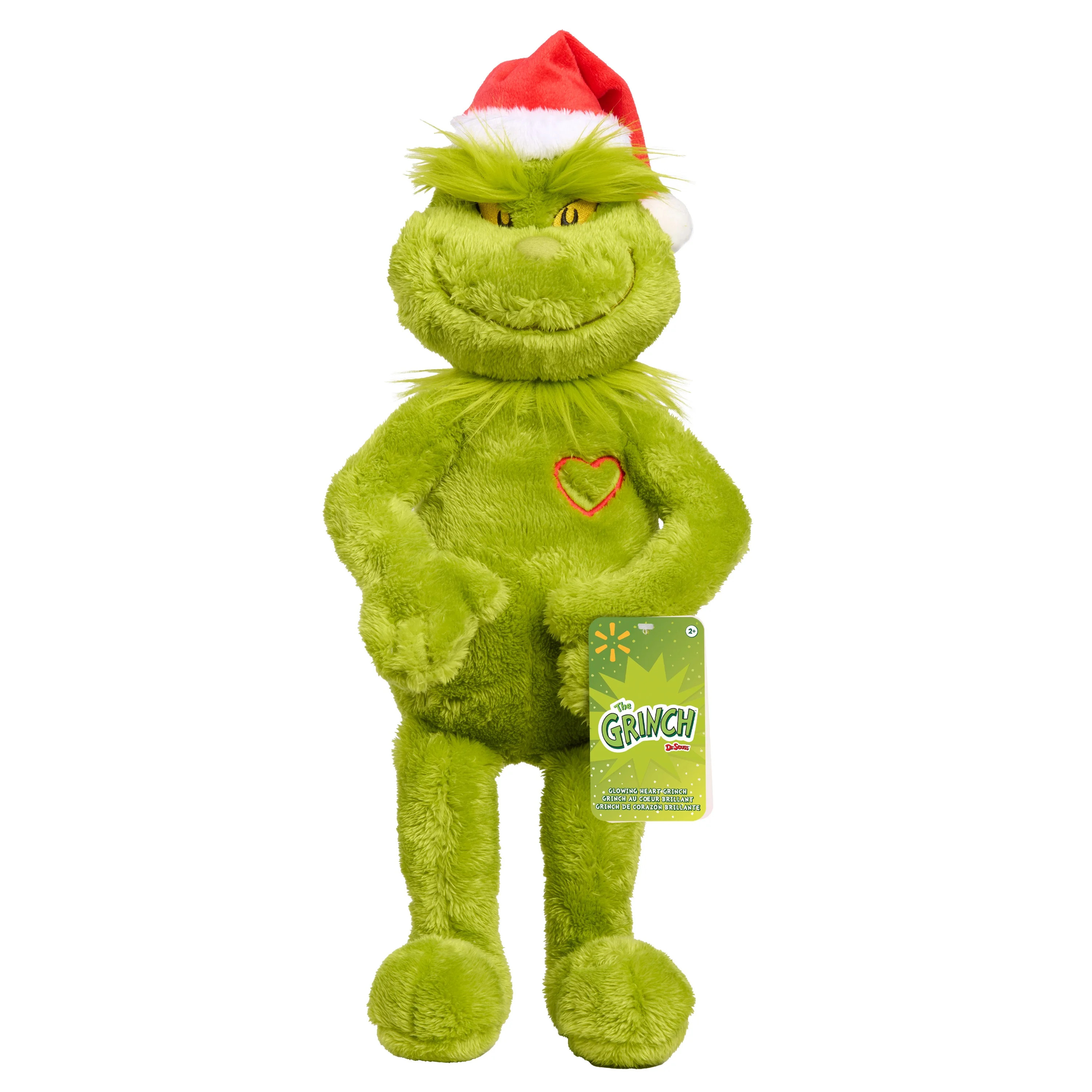 Dr. Seuss Grinch Glowing Heart Holiday Feature Plush, 18", Light Up, for Kids Ages 2+ | Walmart (US)