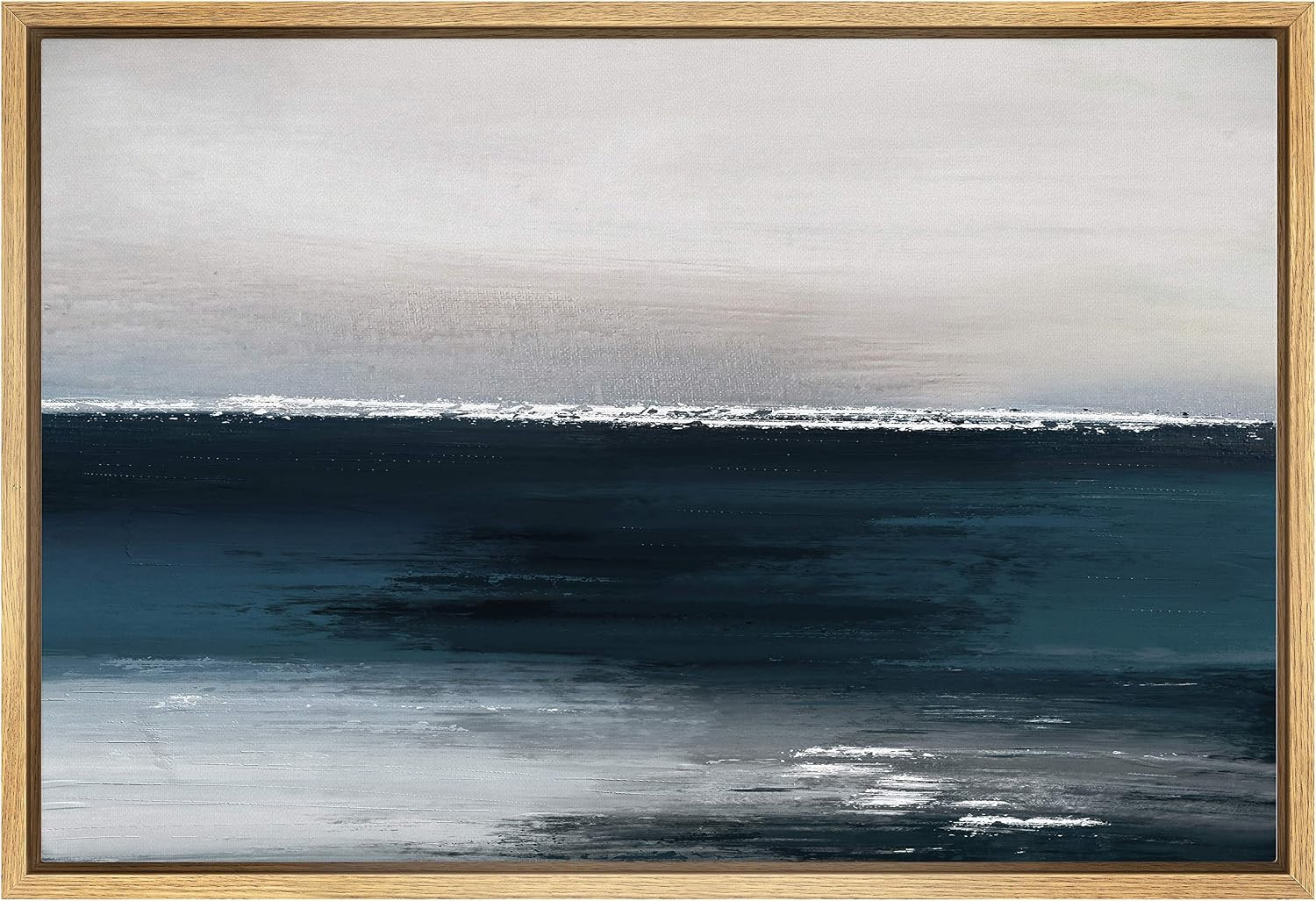 SIGNWIN Framed Canvas Wall Art Blue Ocean Print Abstract Brushstroke Canvas Prints Home Artwork D... | Amazon (US)