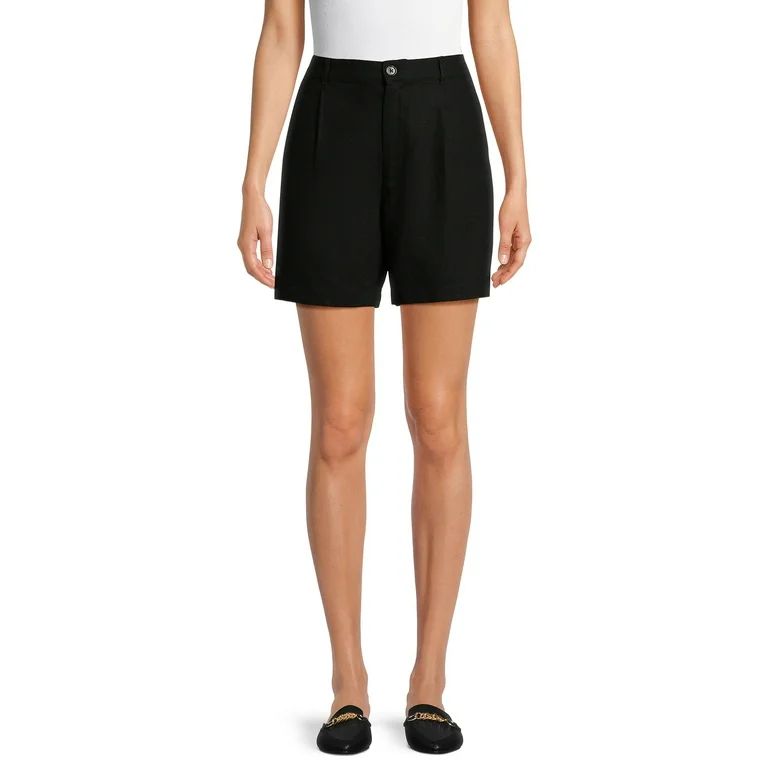 Time and Tru Women’s Linen-Blend Shorts, 5” Inseam, Sizes XS-XXXL - Walmart.com | Walmart (US)