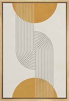 IDEA4WALL Framed Canvas Print Wall Art Dark Line Art Illusions with Yellow Spheres Geometric Shap... | Amazon (US)