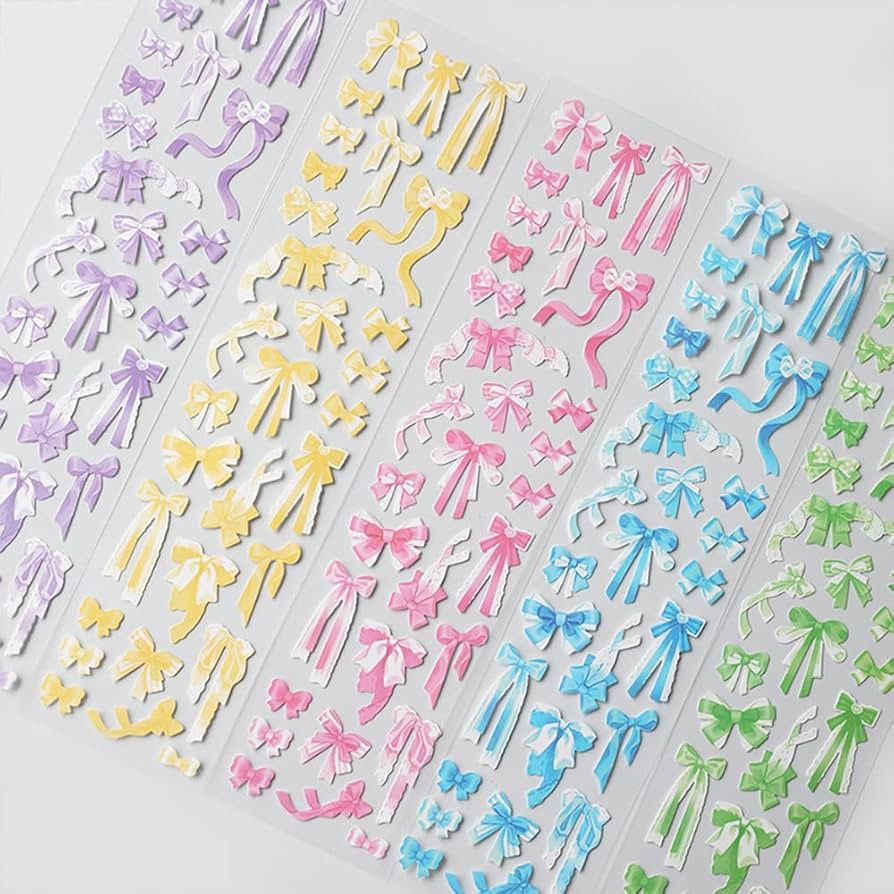 Cartoon Bow Stickers Colorful Bows Scrapbook Stickers Korean Deco Stickers Kawaii Stickers for Sc... | Amazon (US)