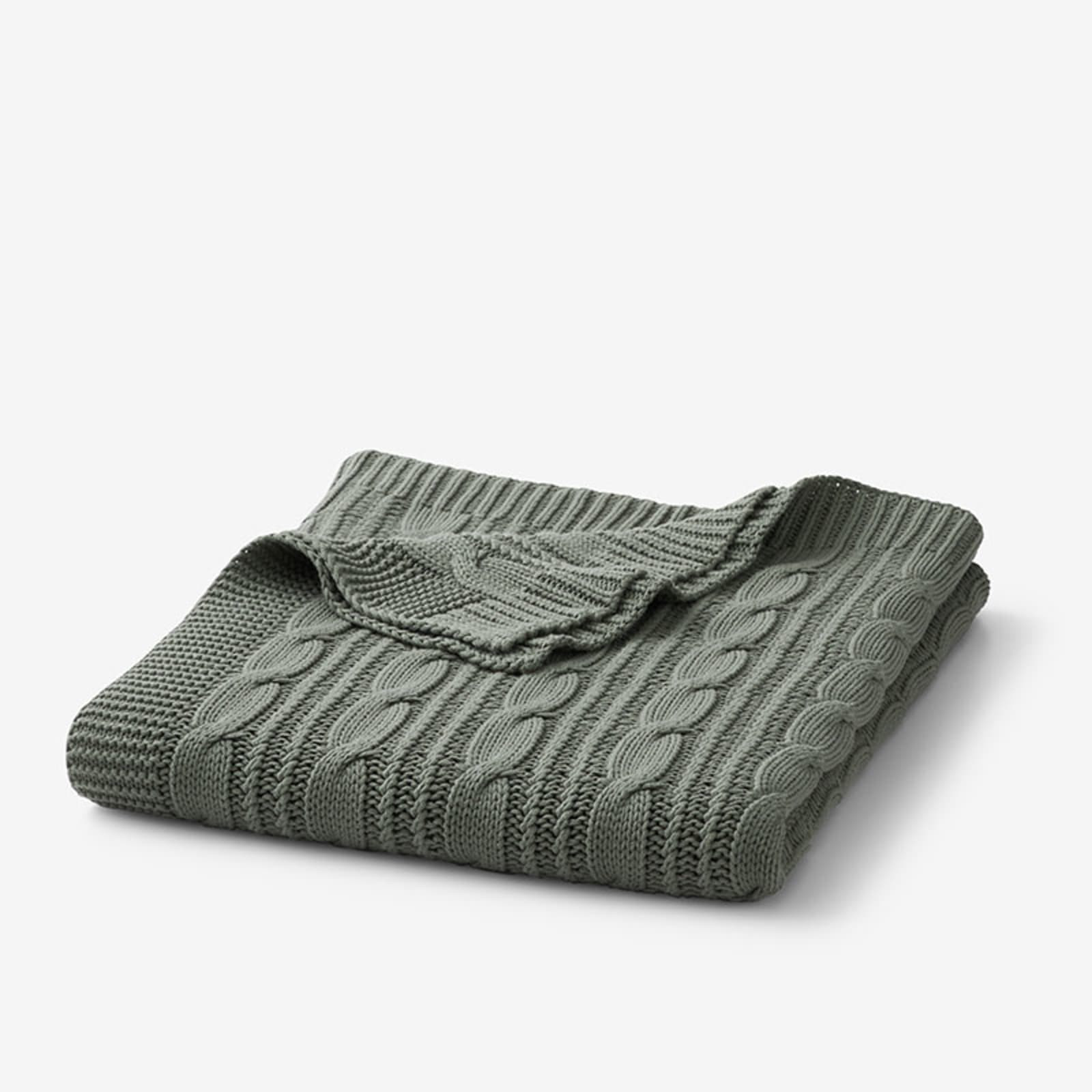 Chunky Cable Knit Throw - Khaki Green | The Company Store