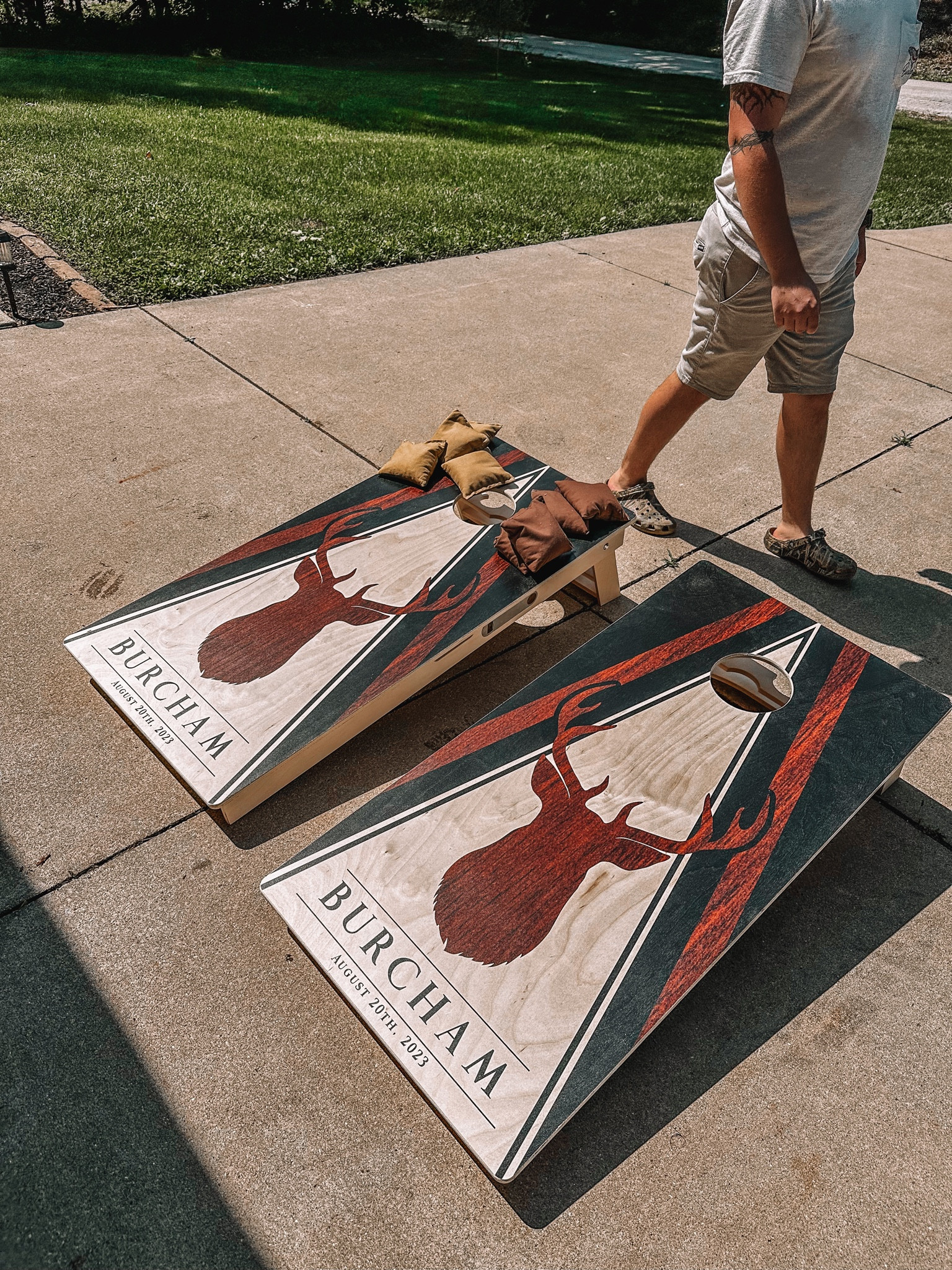 custom cornhole set!! real wood & based in the US!! such a good gift for your hubby / wedding present 

#LTKSeasonal #LTKsalealert #LTKmens