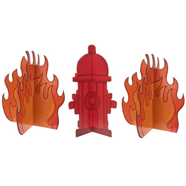 Firefighter Flame and Fire Hydrant 3D Decor Birthday Party - Etsy | Etsy (US)