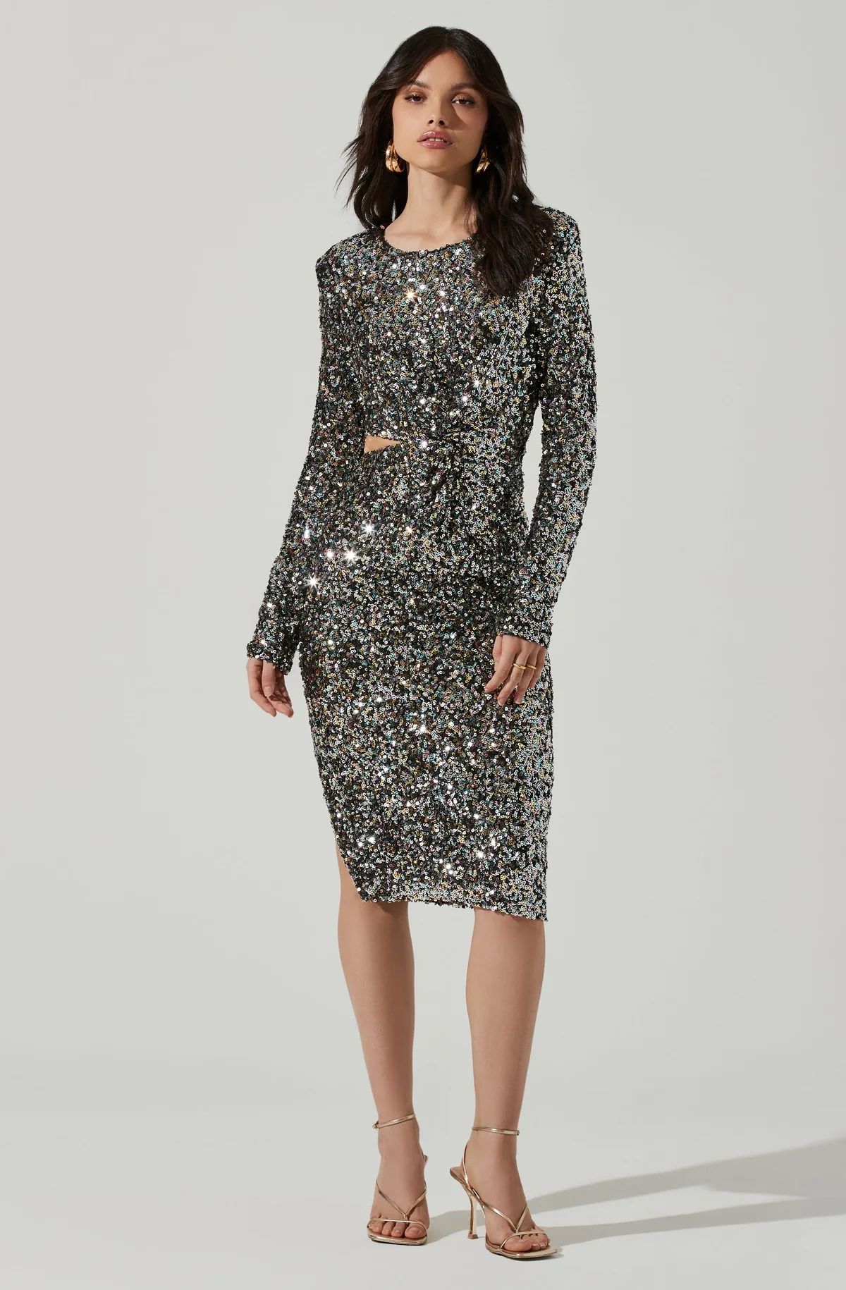 Sylvina Sequin Cutout Midi Dress | ASTR The Label (US)