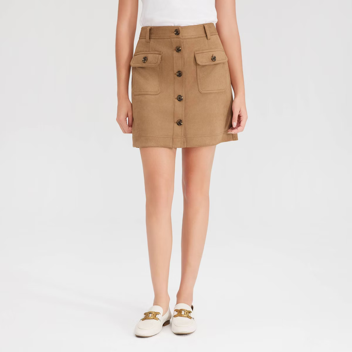 Women's Faux Suede Mini A-Line Skirt - Universal Thread™ Brown 6 | Target