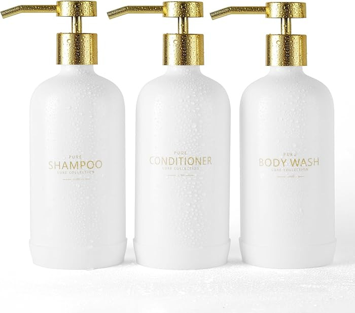 Shampoo and Conditioner Dispenser Set of 3,Refillable 20.5OZ Shampoo Bottles with Non-Slip Protec... | Amazon (US)