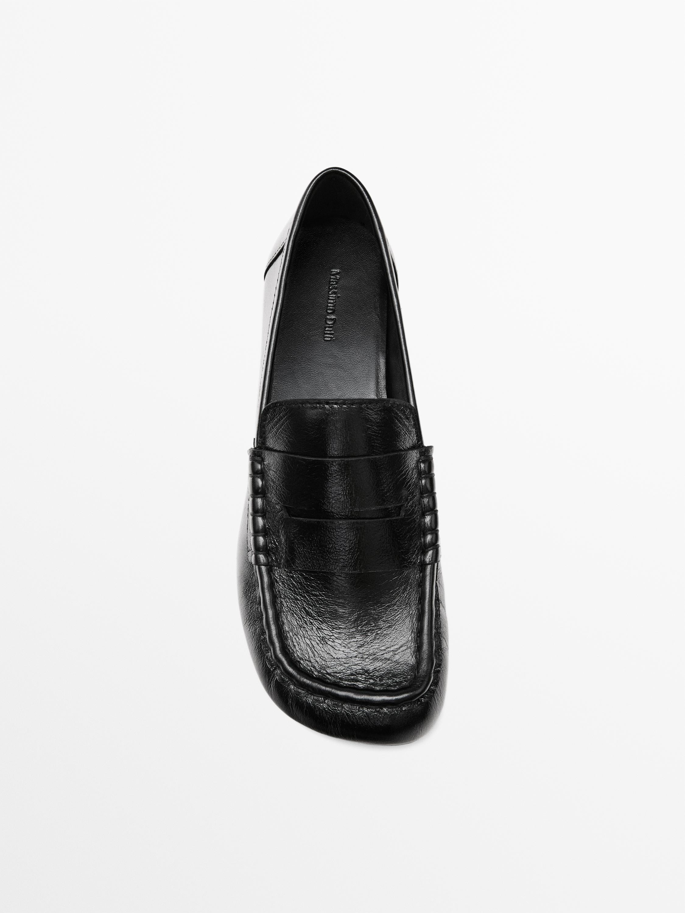 Leather loafers with penny strap | Massimo Dutti US