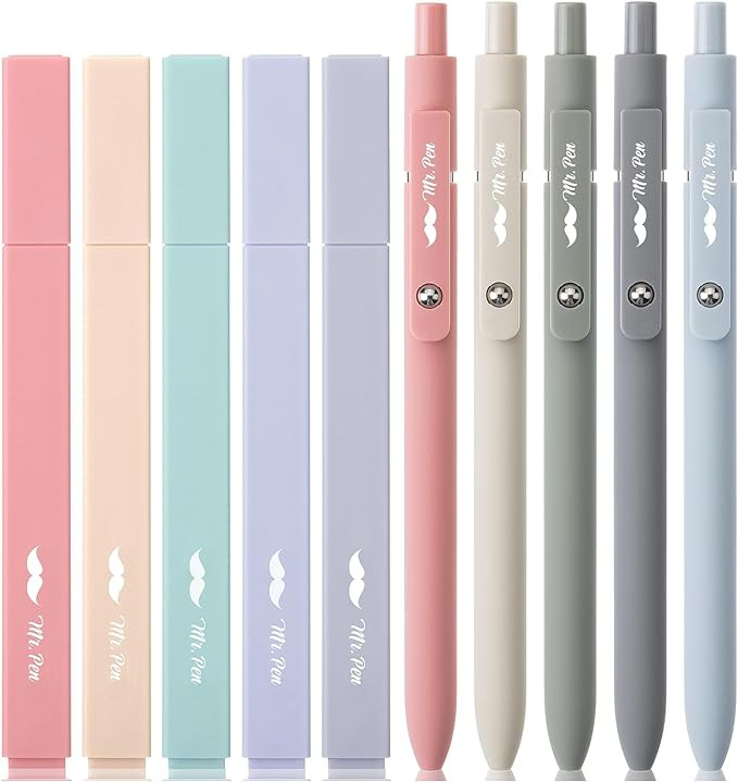 Mr. Pen- Aesthetic Highlighters and Gel Pens No Bleed, 10 Pack, Morandi Color Bible Highlighters ... | Amazon (US)