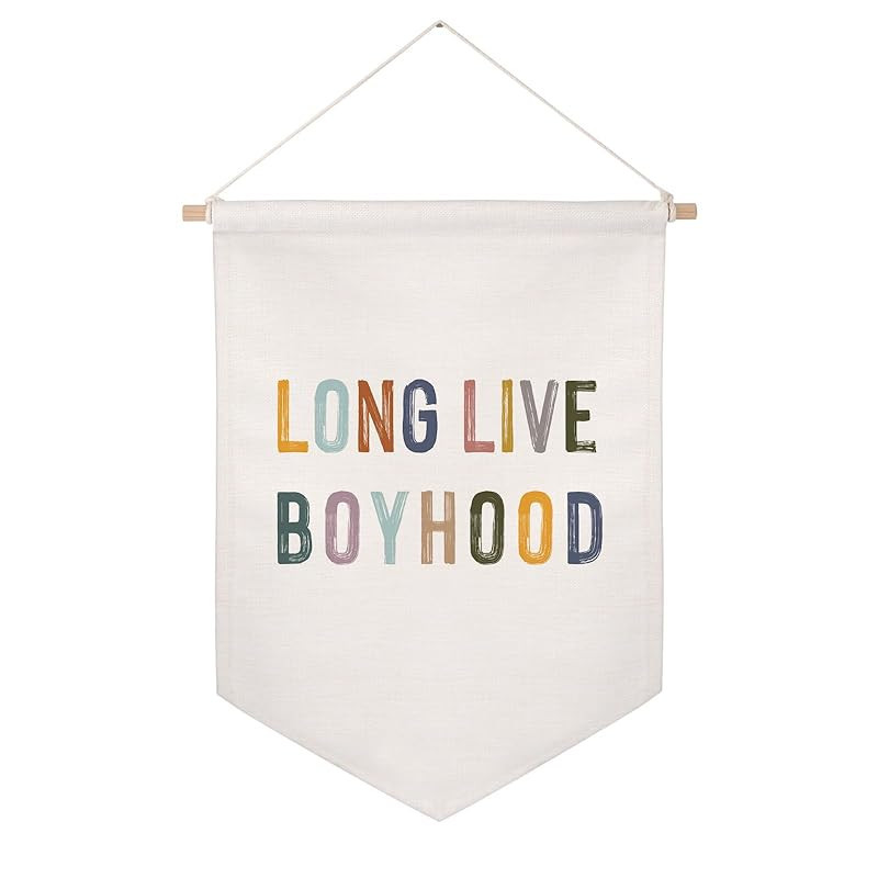 Long Live Boyhood Banner, Canvas Wall Flag, Wall Art for Nursery, Modern Kids Room Decor, Kids Ba... | Amazon (US)