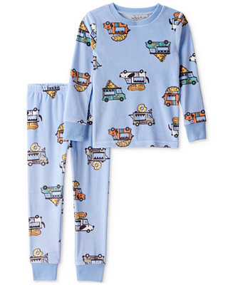 Toddler Boys Truck-Print Velour Long-Sleeve 2-Piece Pajamas | Macy's
