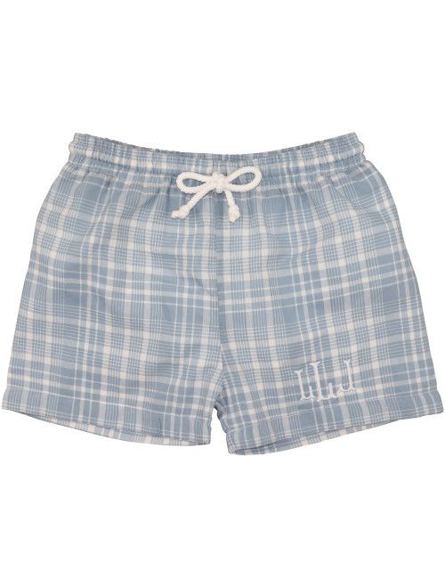 Blue Plaid Swim Trunk | Cecil and Lou