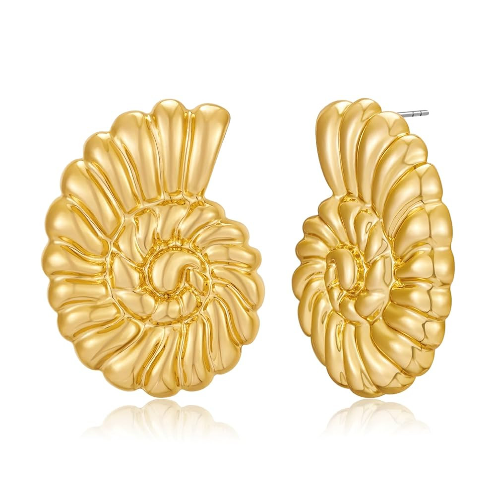 Gold Starfish Earrings for Women Beach Ocean Style Trendy Shell Dangle Earrings for Vacation Chun... | Amazon (US)