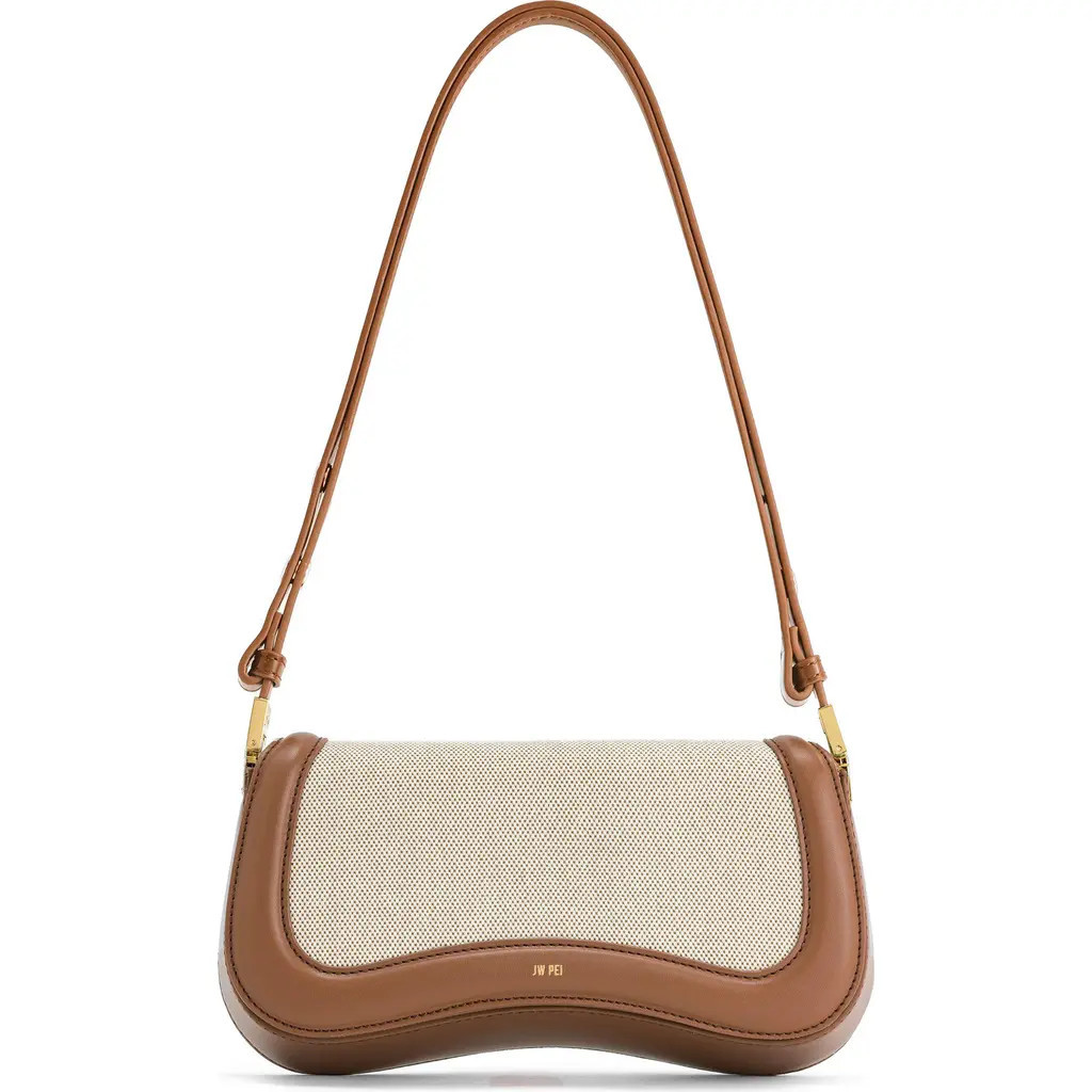JW PEI Joy Canvas & Faux Leather Shoulder Bag in Brown at Nordstrom | Nordstrom