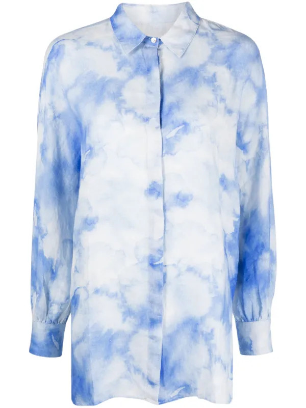tie-dye long-sleeve linen shirt | Farfetch Global