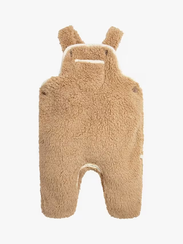 The Little TailorBaby Soft & Comfy Sherpa Fleece Dungarees, Tan Brown | John Lewis (UK)