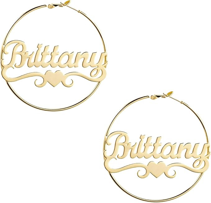 Personalized Name Hoop Earrings 18K-Gold-Plated Custom earrings Hoops as a Gift for Women Girls | Amazon (US)