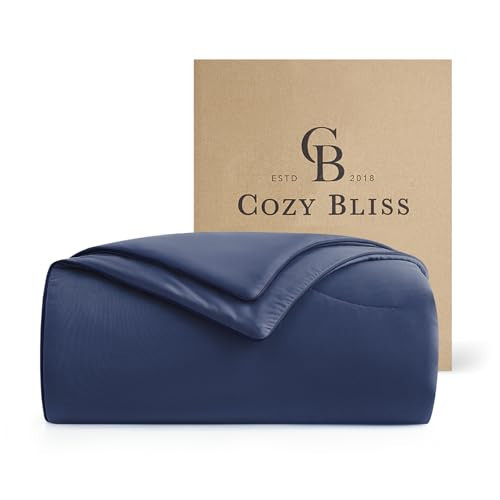 Cozy Bliss Cooling Comforter King Size, Reversible Lightweight Cooling Blankets for Hot Sleepers and Night Sweats, Q-Max>0.45 Soft Breathable Silky Smooth Summer Comforter, Dark Blue, 106"x90" | Amazon (US)