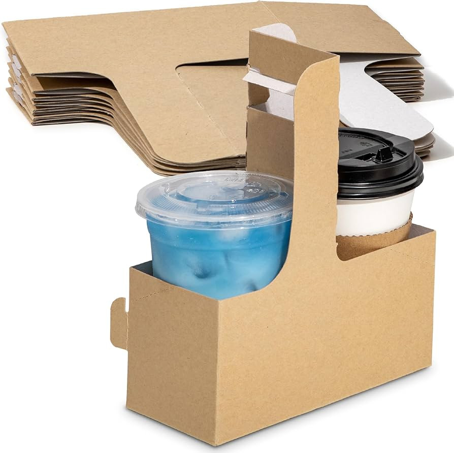 FMP Brands 2 Cup Disposable Drink Carrier with Handle, 15 Pack Kraft Paperboard Handled Drink Car... | Amazon (US)