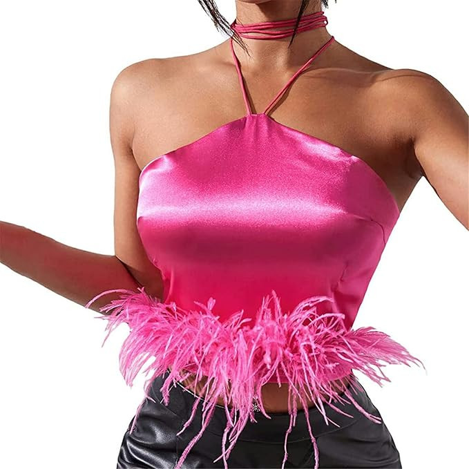 Women Long Sleeve Tie Front Blouse Cardigan Satin V Neck Vintage Feather Sleeve Crop Top Shirt Ha... | Amazon (US)