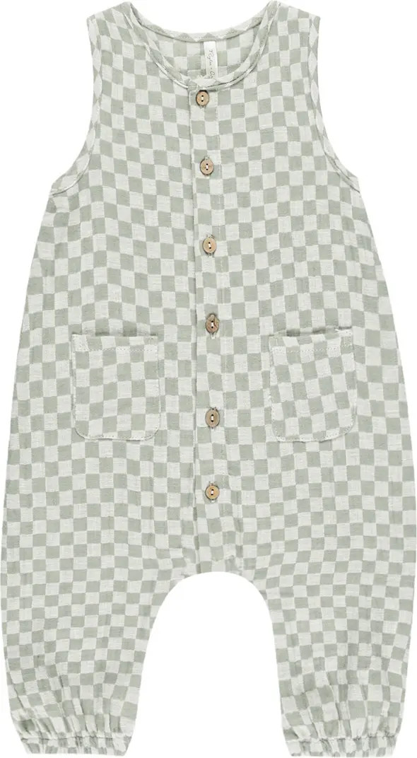 Rylee + Cru Check Print Cotton & Linen Romper | Nordstrom | Nordstrom