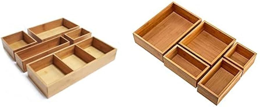 Seville Classics Bamboo Eco-Conscious Organizer Box Set Art Crafts Pens Holder Junk Drawer Utensi... | Amazon (US)