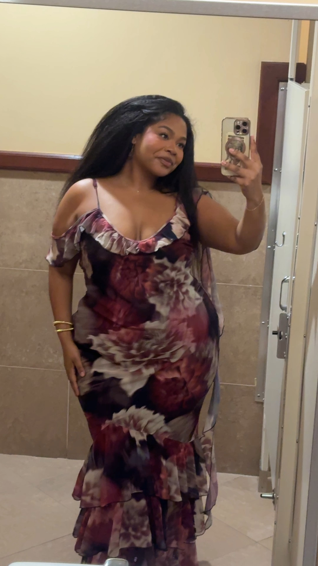 I love the way the dress tapers in at the waistline and the sleeve hanging off of one shoulder with this material hanging off the back on the other side to put, it can definitely double as a scarf. Very artsy and flares at the bottom. Wearing size 12.

#LTKdayinmylife #LTKPlusSize #LTKValentine