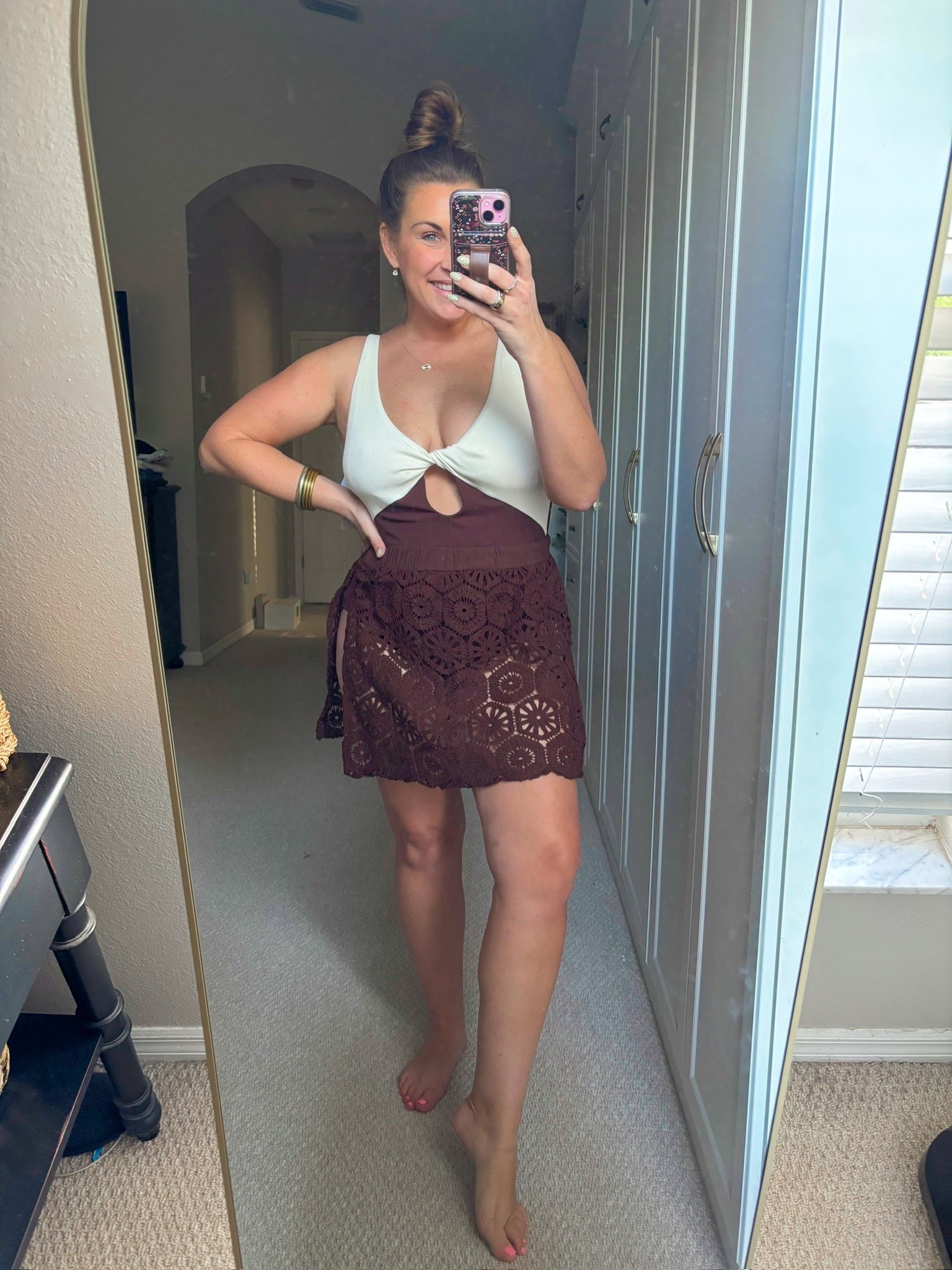 Vacation mode: ON ☀️ This two-tone swimsuit is so flattering and I threw this crochet skirt over it for the cutest poolside look!!! Spring break, spring, vacation, summer, Walmart, swimsuit, one piece, swim, beach, pool

#LTKSeasonal #LTKSaleAlert #LTKSwim