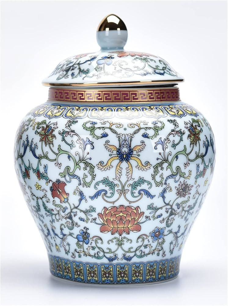 Ginger Jar Decorative Jar Ancient Chinese Imperial Enamel Porcelain (Small, White) | Amazon (US)