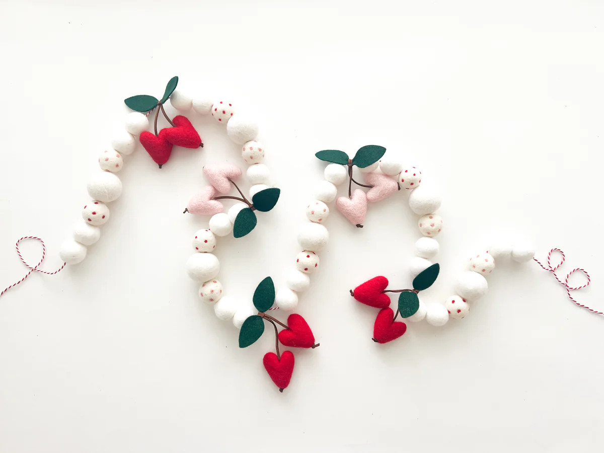 Cherry Heart Garland with Polka Dots | Pearl & Jane