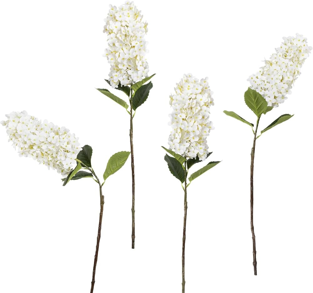 Jieowvhc White Hydrangea Artificial Flowers,4PCS 29.5In Real Touch Hydrangea Flowers Fake Hydrang... | Amazon (US)