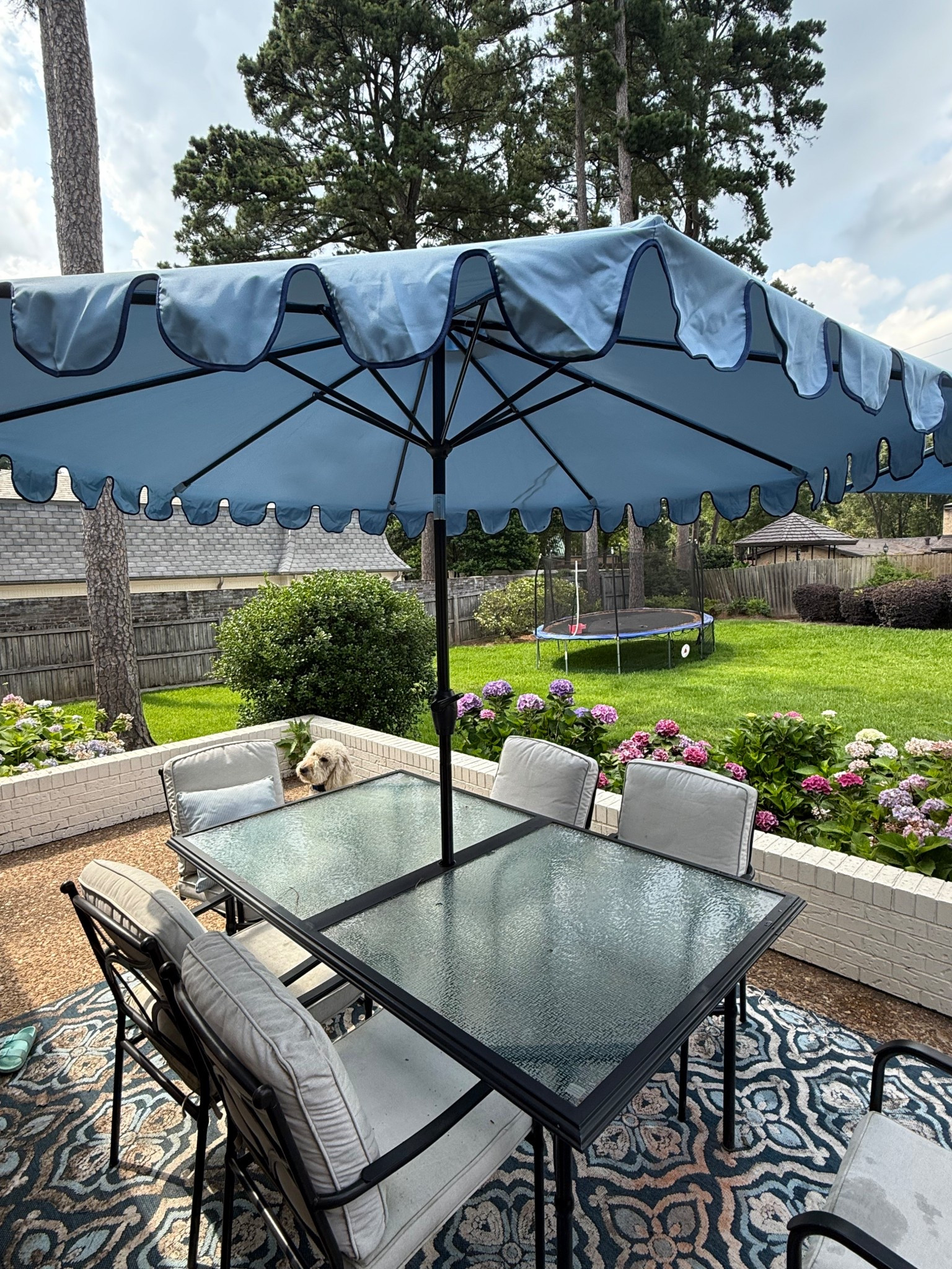 The most DARLING scalloped outdoor umbrella!!! LESS THAN $60!!! HURRY before It sells out!! 🏃🏻‍♀️

#LTKSummerEdit #LTKFindsUnder100 #LTKHome