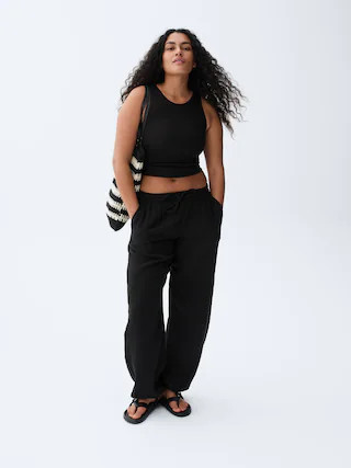 Cotton Gauze Barrel Joggers | Gap (CA)