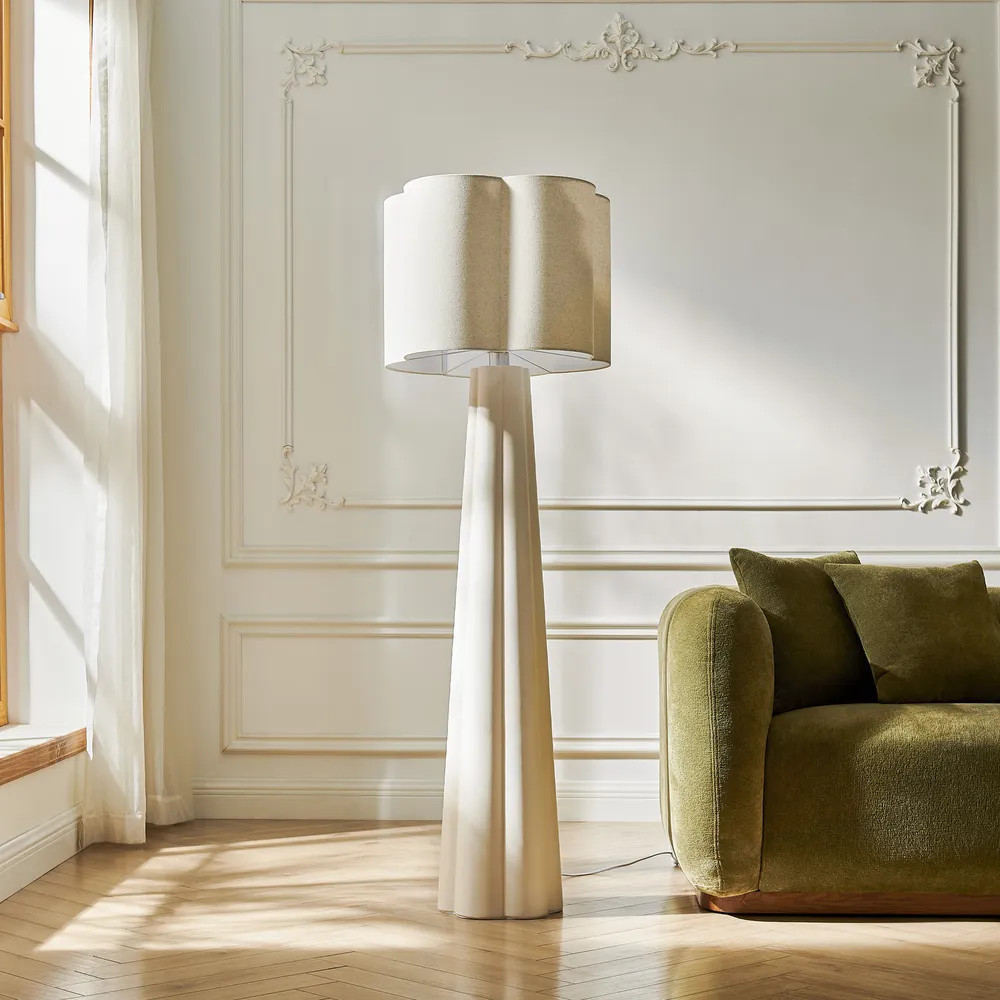 Zenith White Cement Floor Lamp | Hernest