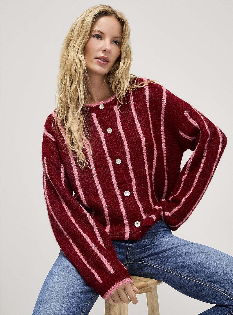Touch of wool vertical stripes cardigan | Simons