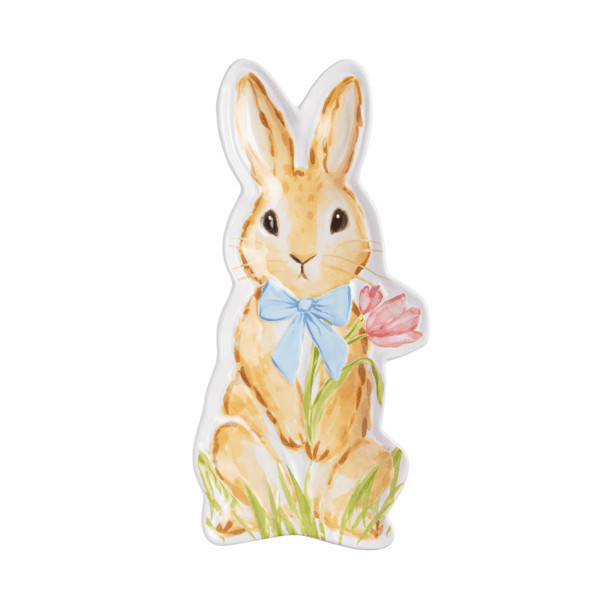 Mud Pie Small Bunny Platter in Light/pastel Brown | Stoneware | Mud Pie