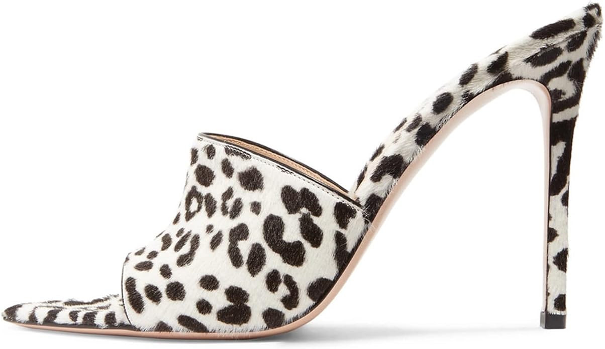 Damen Sandalen mit spitzer Zehenpartie in Weiß mit Leopardenmuster für große Füße – Abend-... | Amazon (DE)