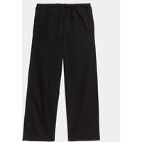 M&S Denim Drawstring Wide-Leg Trousers Black | Marks & Spencer (UK)