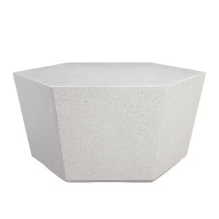 28 in. Off-White Hexagon Terrazzo Outdoor Coffee Table, Patio Conversation Table | The Home Depot