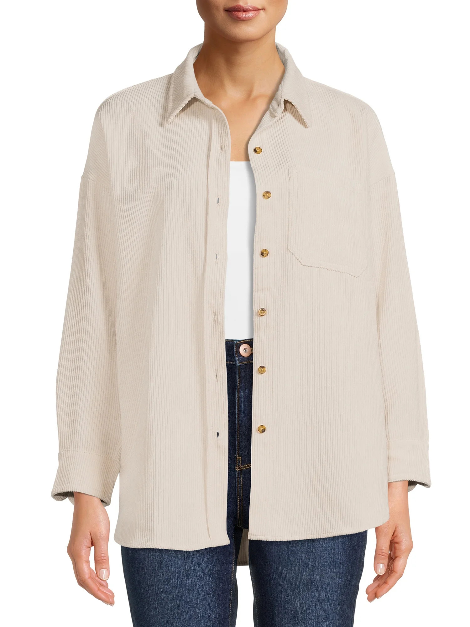 Nine.Eight Women’s Corduroy Shacket | Walmart (US)