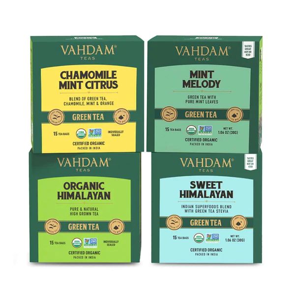 Green Tea Detox Kit | 4 Variants, 60 Tea Bags | Vahdam Teas (US)