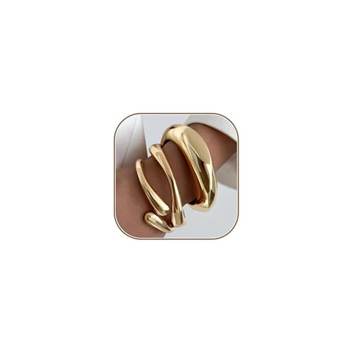 GoldGifts Chunky Gold Bangle Bracelets Stack for Women Non Tarnish, Thick 14k Gold Plated Big Stackable Bangles Set, Trendy Large Statement Stacked Cuff Bracelet Fashion Jewelry Gifts | Amazon (US)