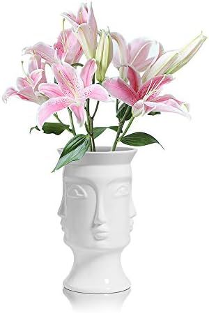 OppsArt Face Flower Vase for Decor White, Modern Human Face Design Ceramic Vase, Tall Posy Bouque... | Amazon (US)