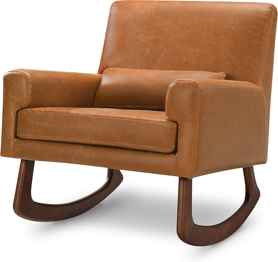 Nursery Works Sleepytime Rocker in Tan PU Vegan Leather with Walnut Legs, Greenguard Gold and Cer... | Amazon (US)