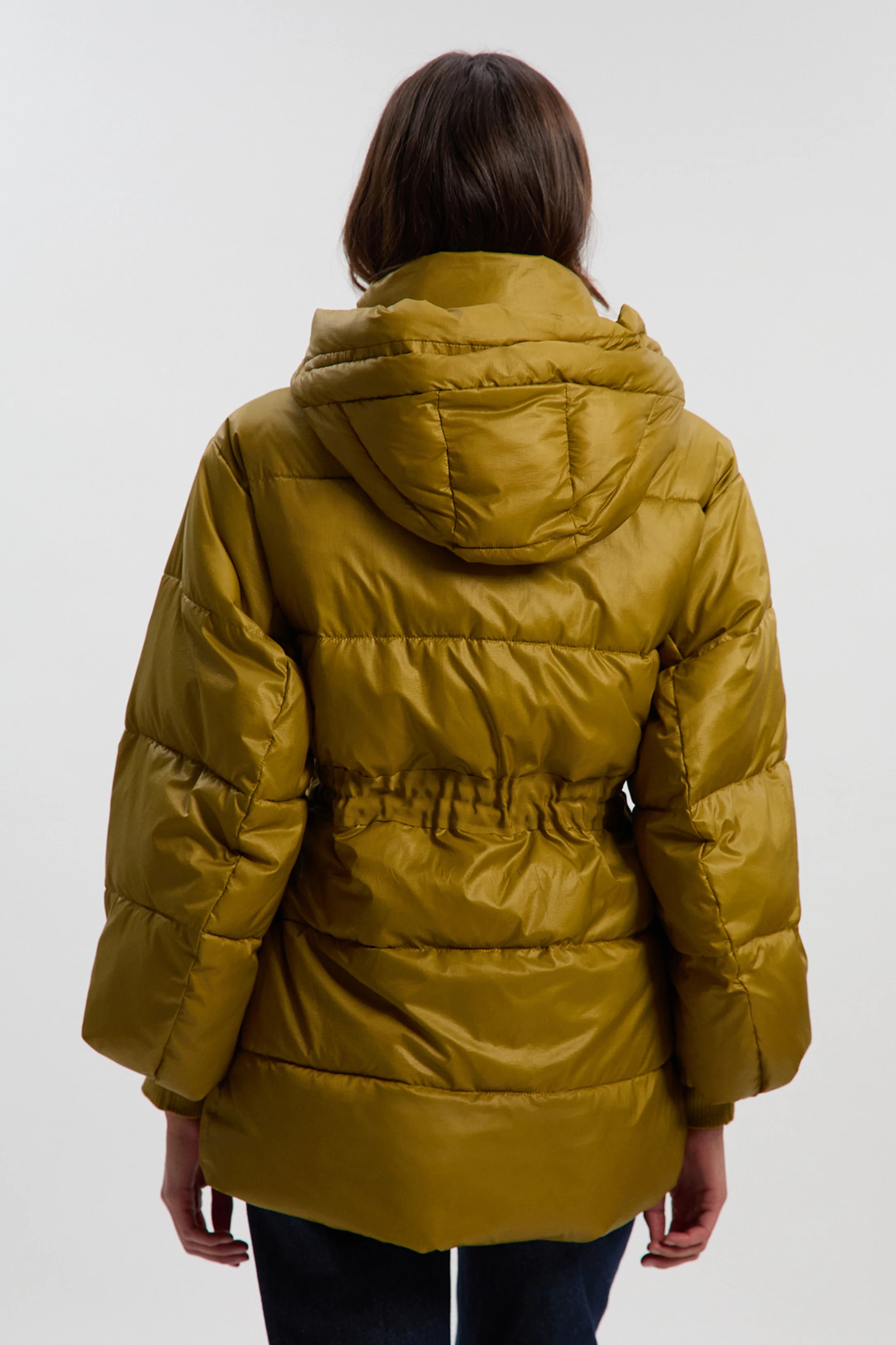Quilted Drawstring Waist Hooded Rib Cuff Puffer Jacket | Karen Millen US