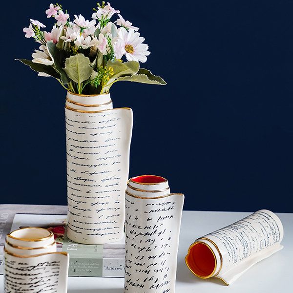 Unique Note Vase - Ceramic - Orange - White - Red | Apollo Box