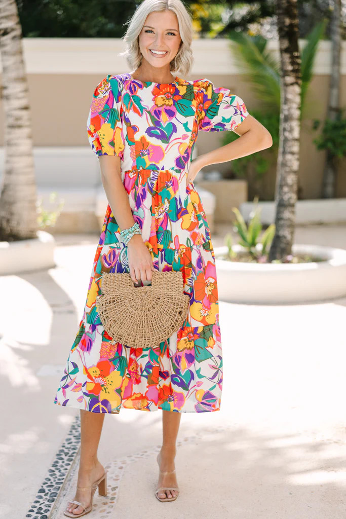 Go Your Own Way Pink Floral Midi Dress | The Mint Julep Boutique