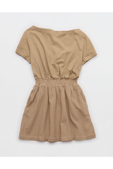 Aerie Off The Shoulder Mini Dress Women's Toasted Almond XXS | Aerie